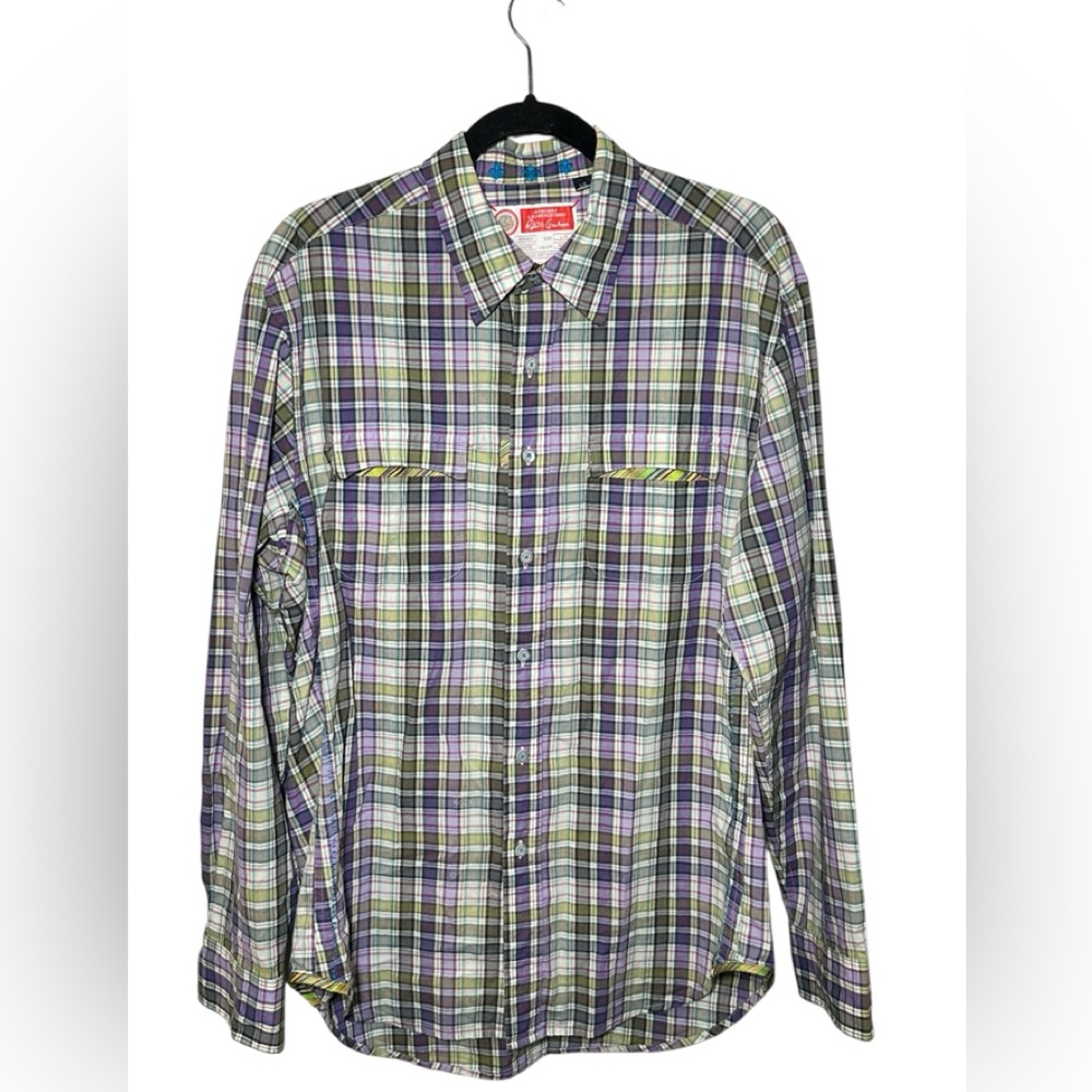 Robert Graham Long‎ Sleeve Button Front Shirt Size Large Preppy Cotton